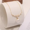 The niche design of the light luxury S925 pure silver pearl necklace collarbone chain is a gift for girls and a summer necklace Specification image